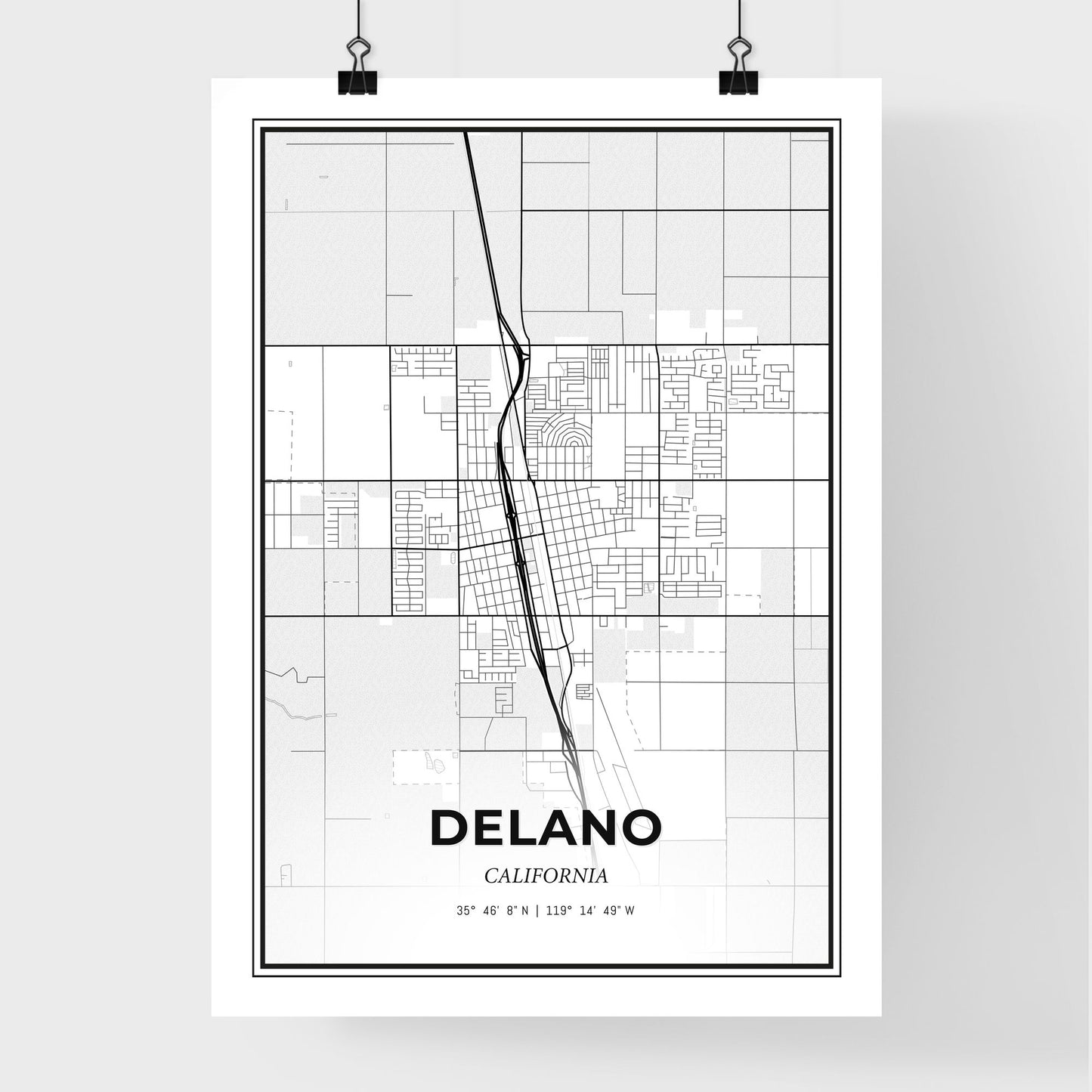 Delano California - Premium City Map Poster