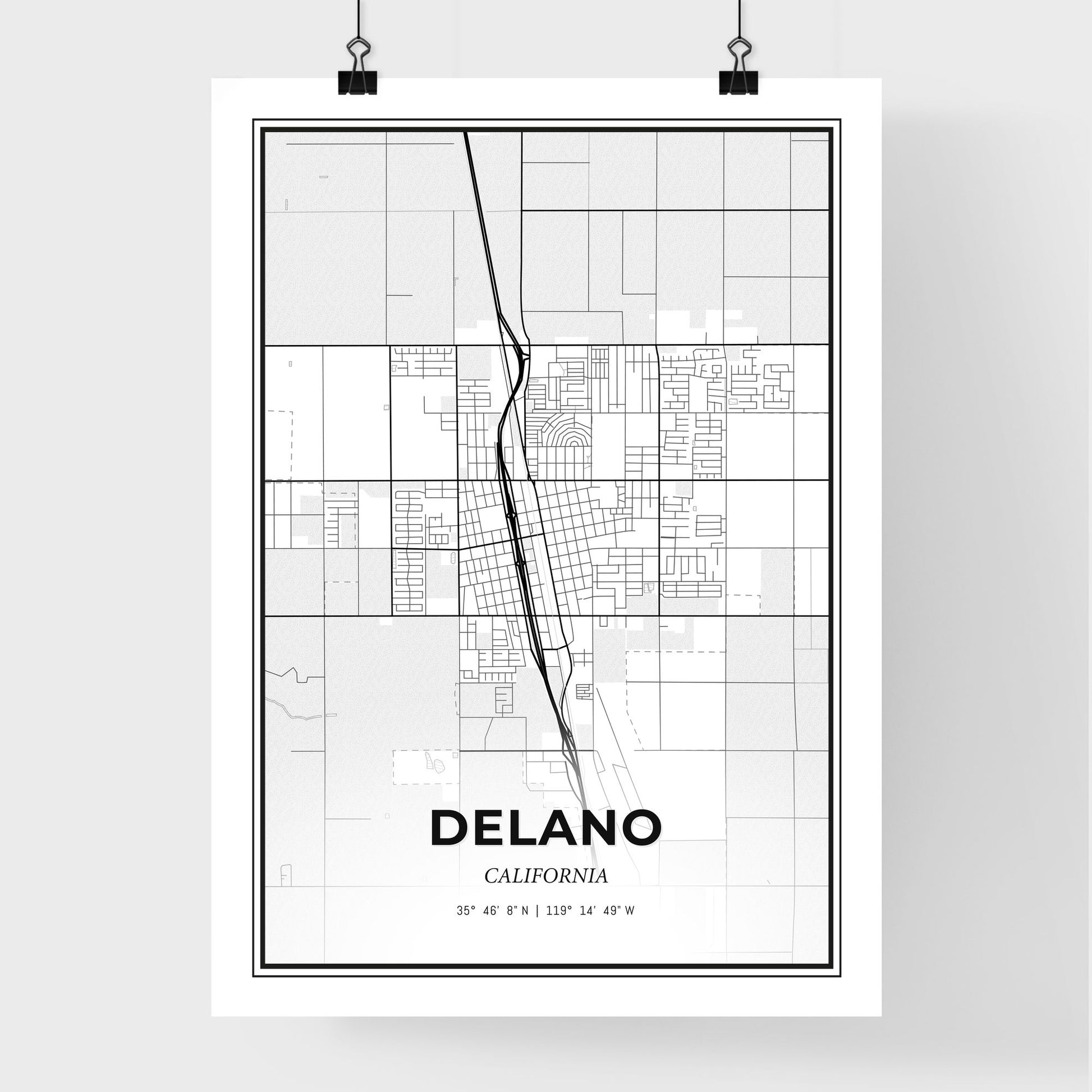 Delano California - Premium City Map Poster