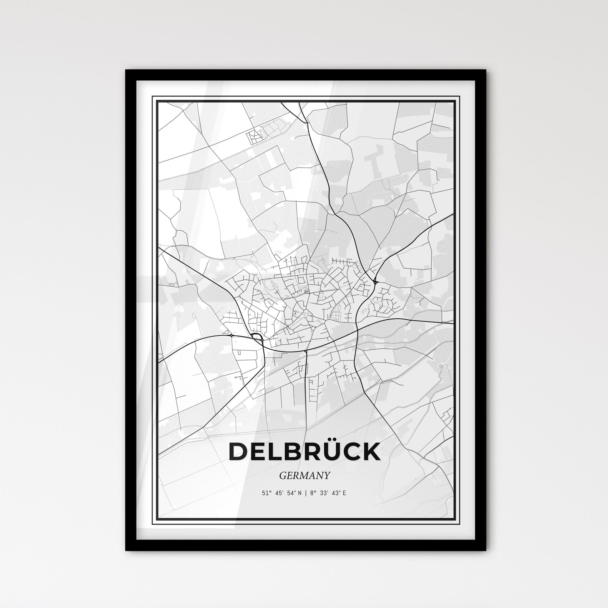 Delbruck Germany - Scandinavian Style City Map for Modern Home Decor