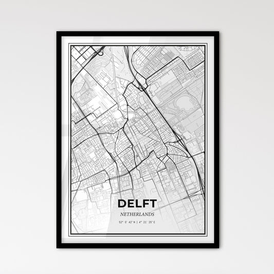  Delft Netherlands - Scandinavian Style City Map for Modern Home Decor