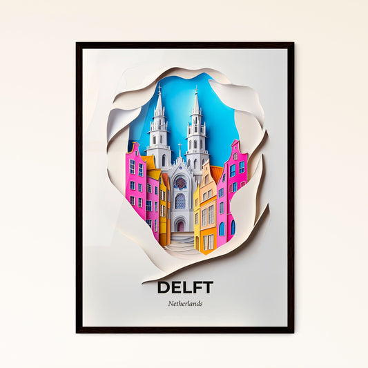 Vivid Delft, Netherlands - a paper cut of a church and a street