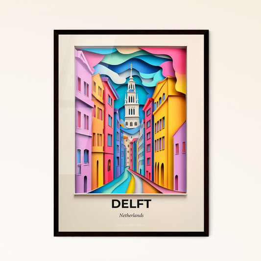 Vivid Delft, Netherlands - a city with a clock tower