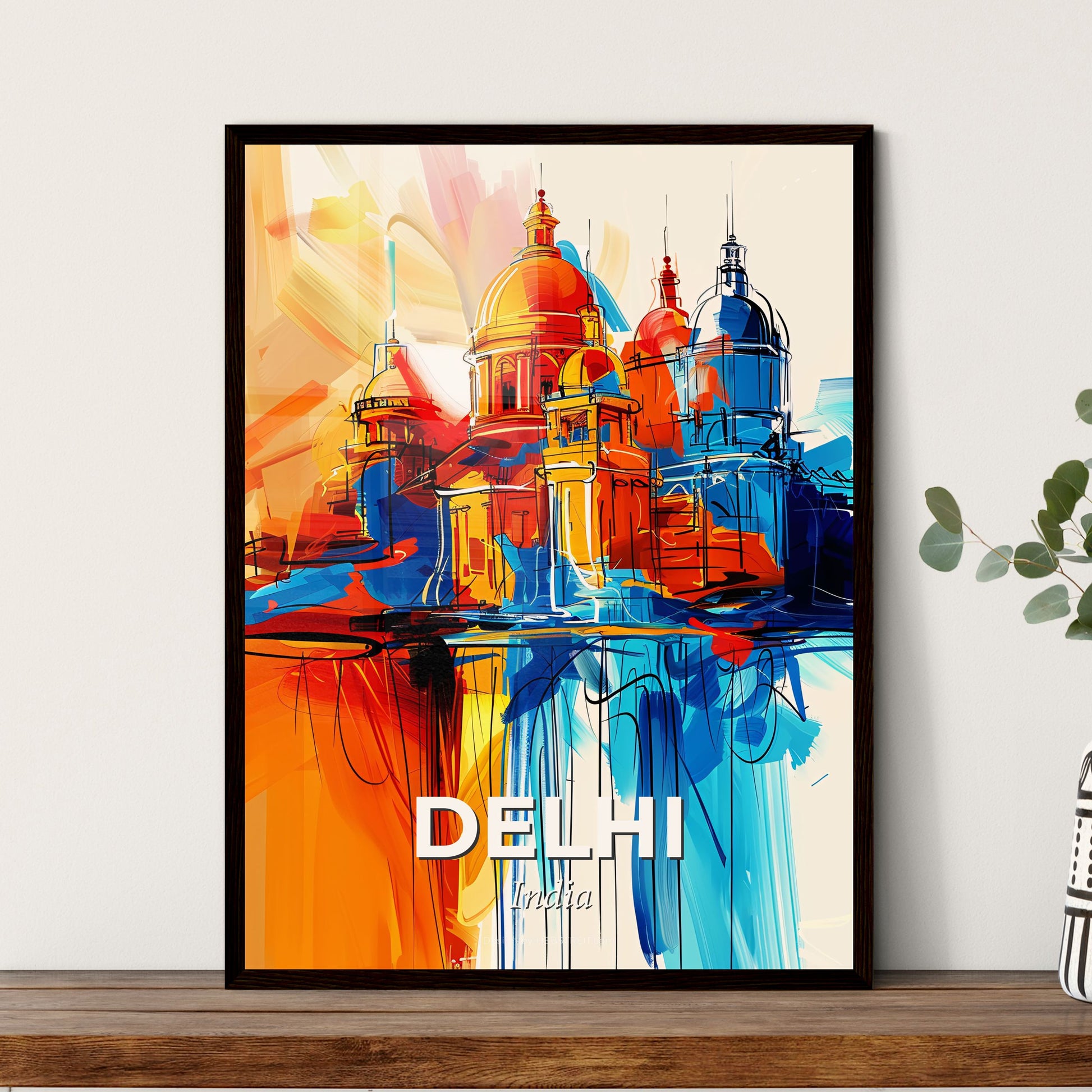 Vibrant Delhi, India - A Colorful Painting Of A Building