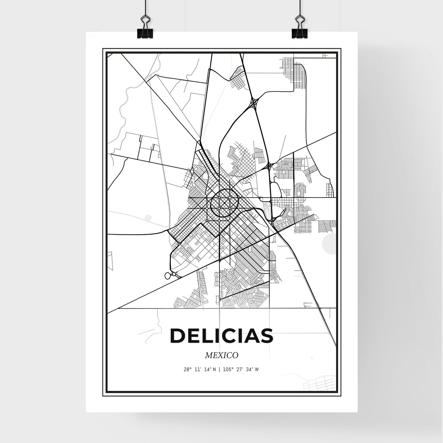 Delicias Mexico - Premium City Map Poster