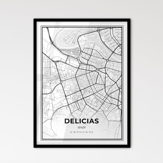 Delicias Spain - Scandinavian Style City Map for Modern Home Decor