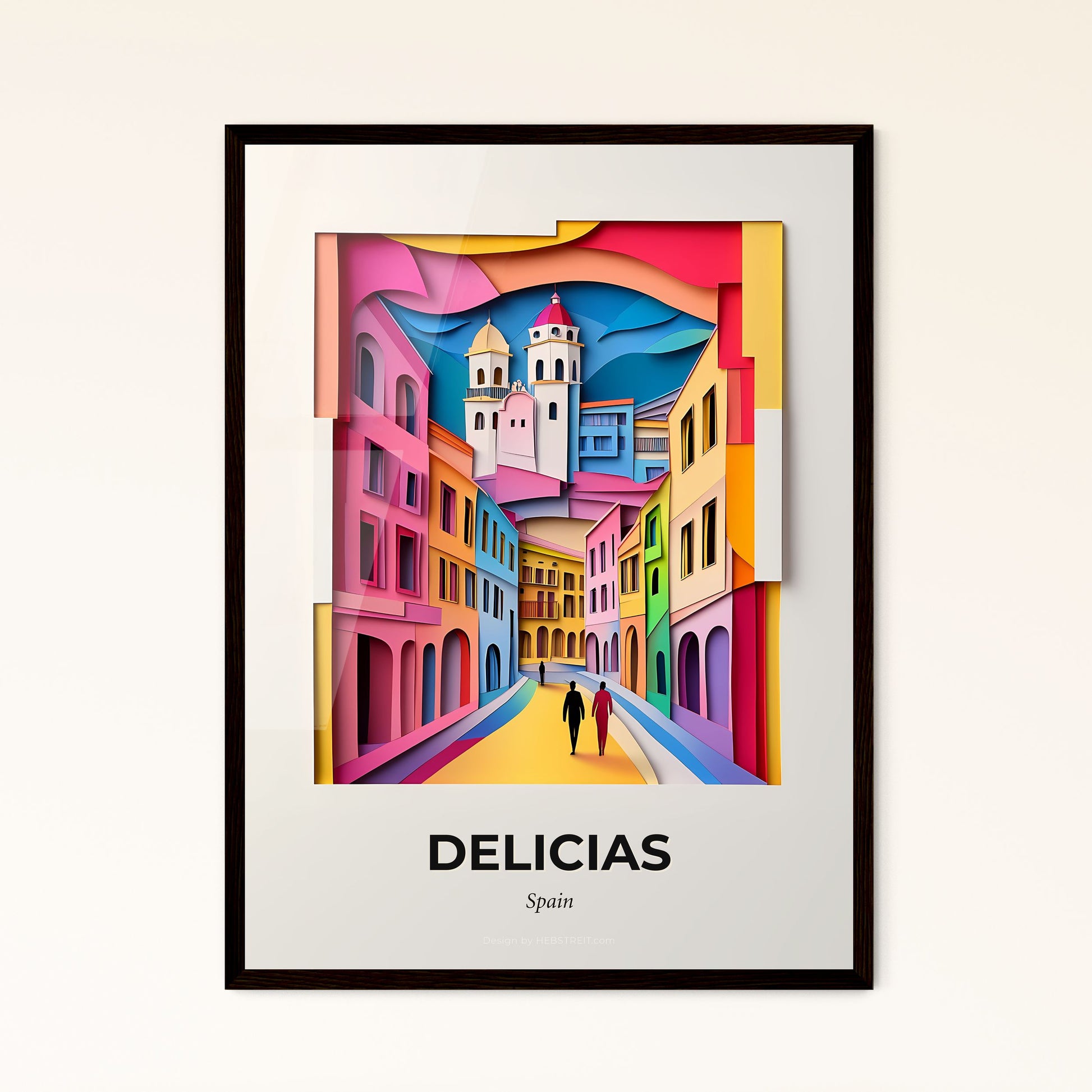 Vivid Delicias, Spain - a paper cut of a city with a church