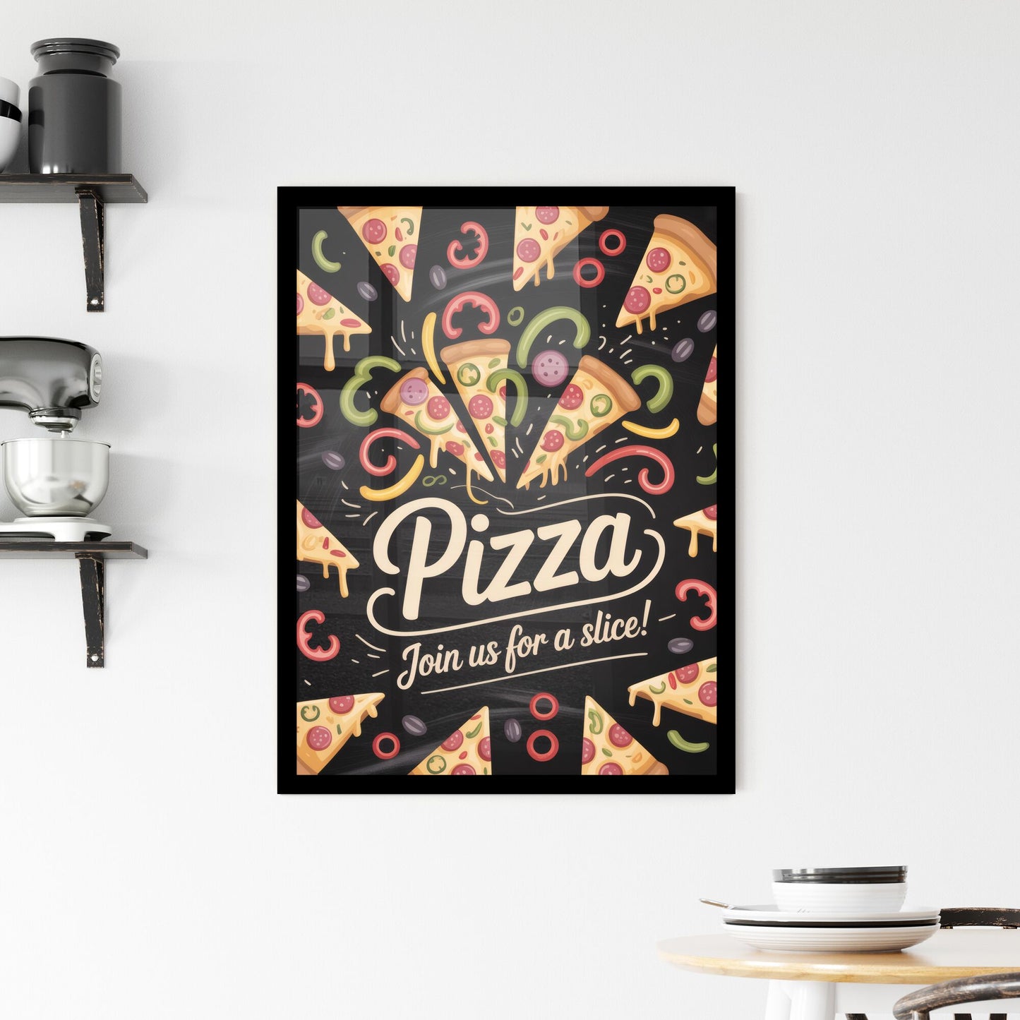 Delicious Pizza Delight: Join Us for a Slice of Flavorful Fun! Framed Print