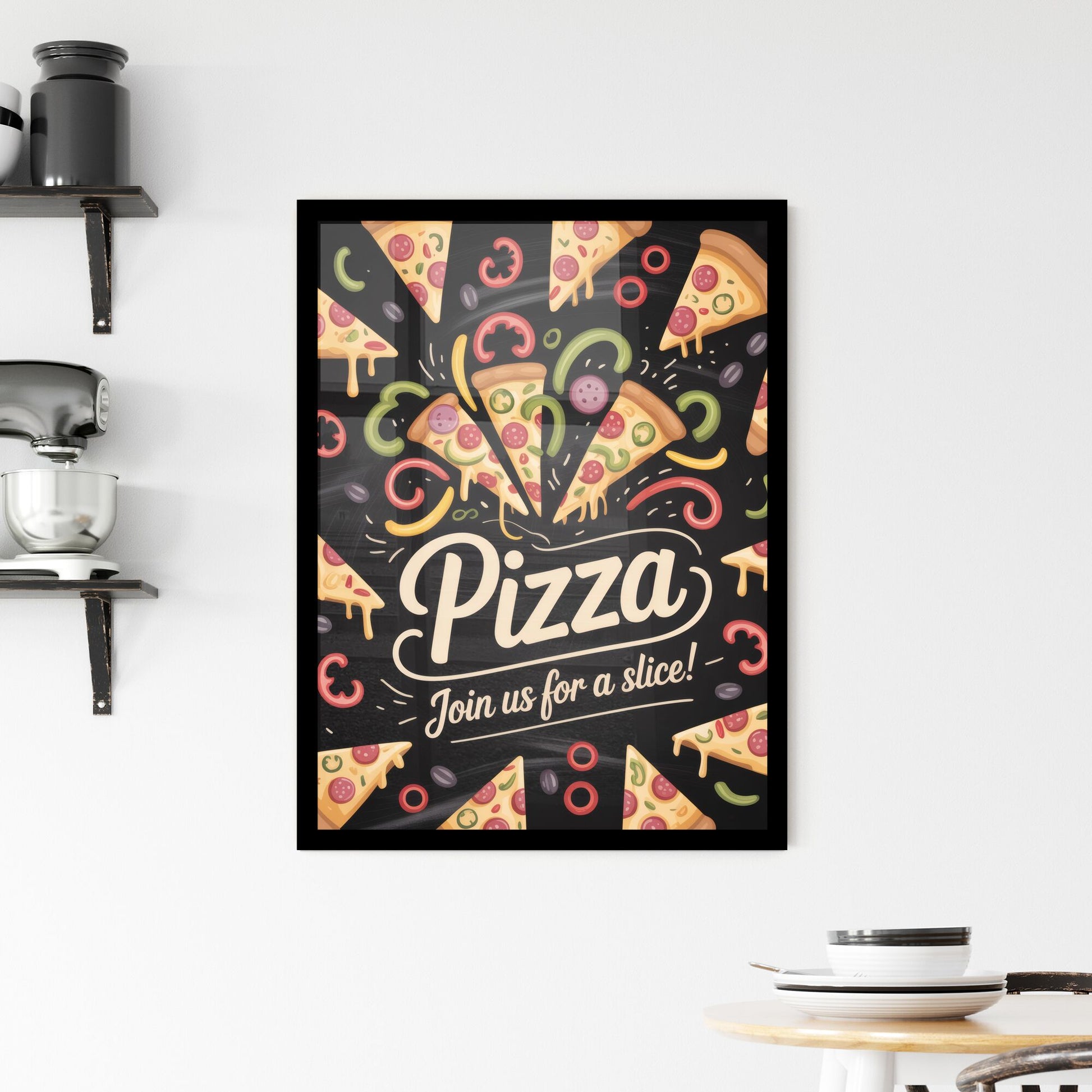 Delicious Pizza Delight: Join Us for a Slice of Flavorful Fun! Framed Print