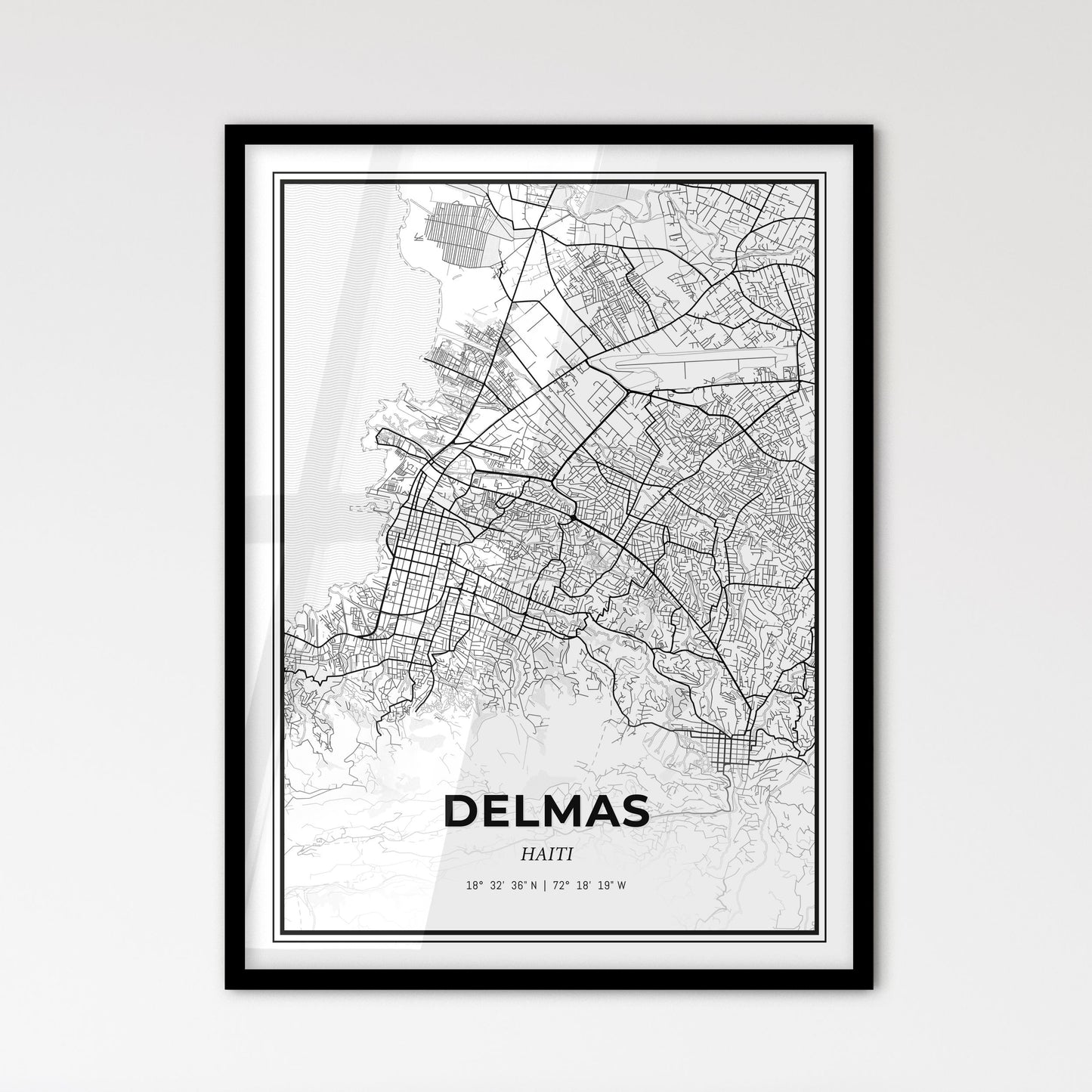 Delmas Haiti - Scandinavian Style City Map for Modern Home Decor