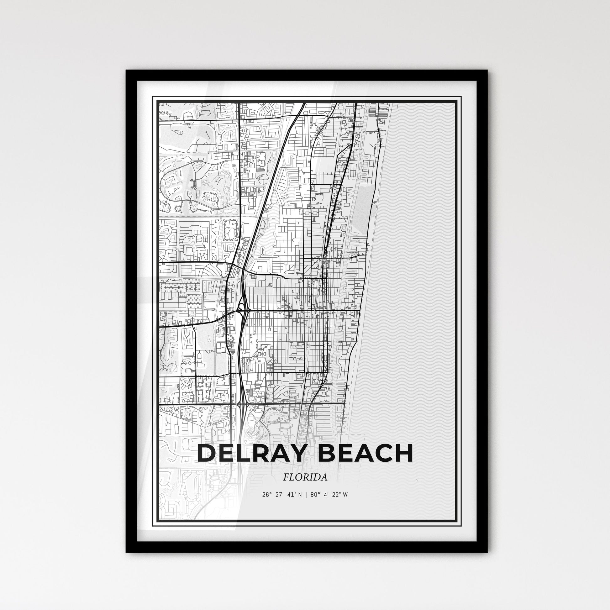 Delray Beach Florida - Scandinavian Style City Map for Modern Home Decor