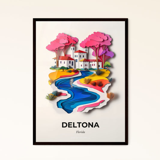 Vivid Deltona, Florida - a paper cut of a small town with a river