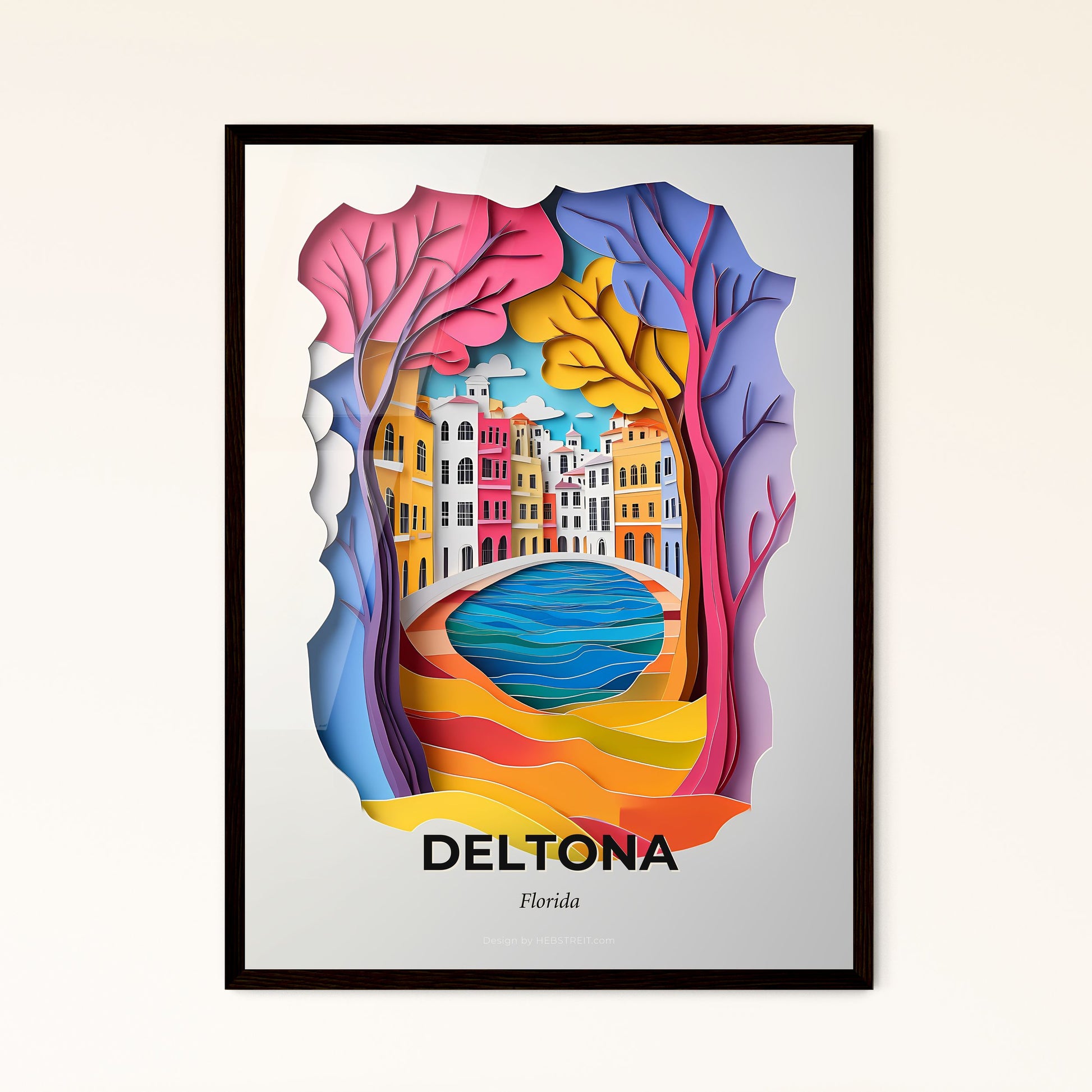 Vivid Deltona, Florida - a paper cut of a city with a bridge