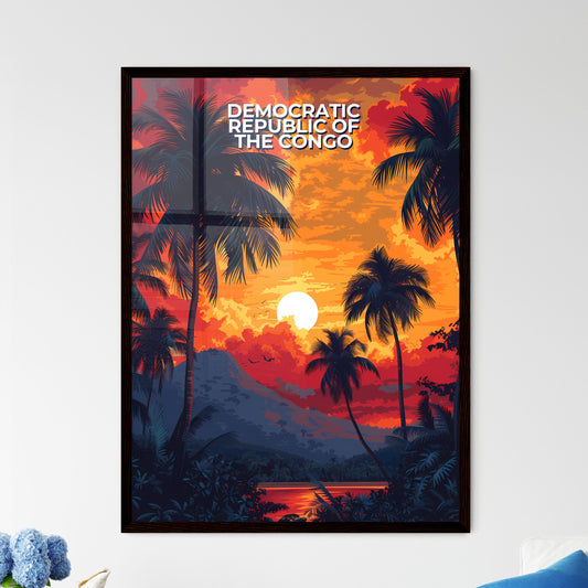 Vibrant African Sunset Painting - Framed Art Print
