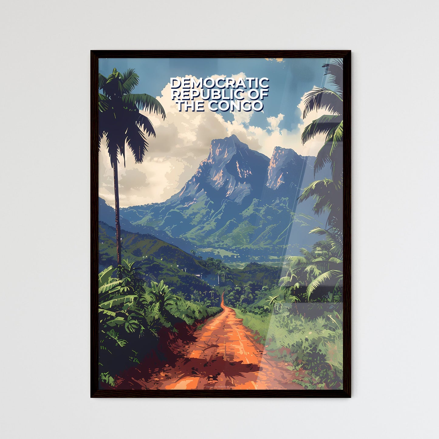 Road Through Lush Jungle - Framed Art Print