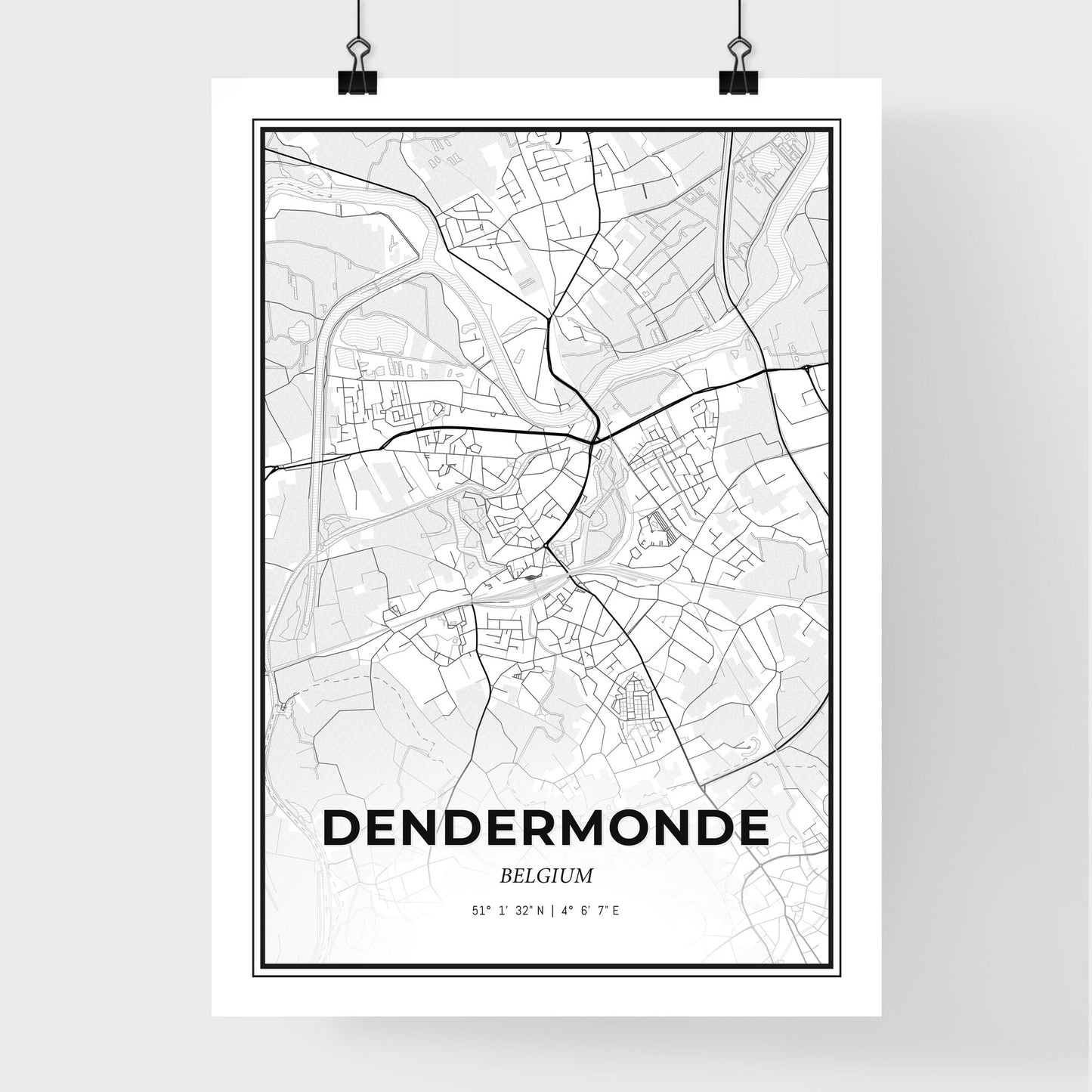 Dendermonde  Belgium - Premium City Map Poster