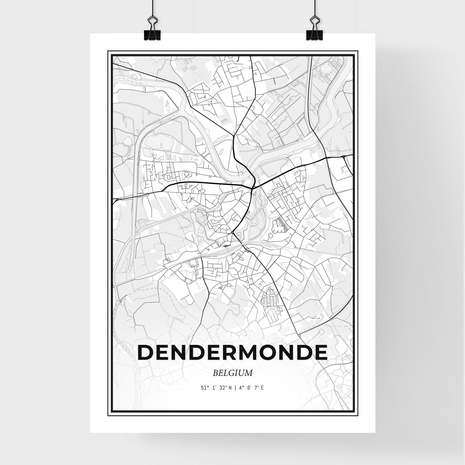 Dendermonde  Belgium - Premium City Map Poster