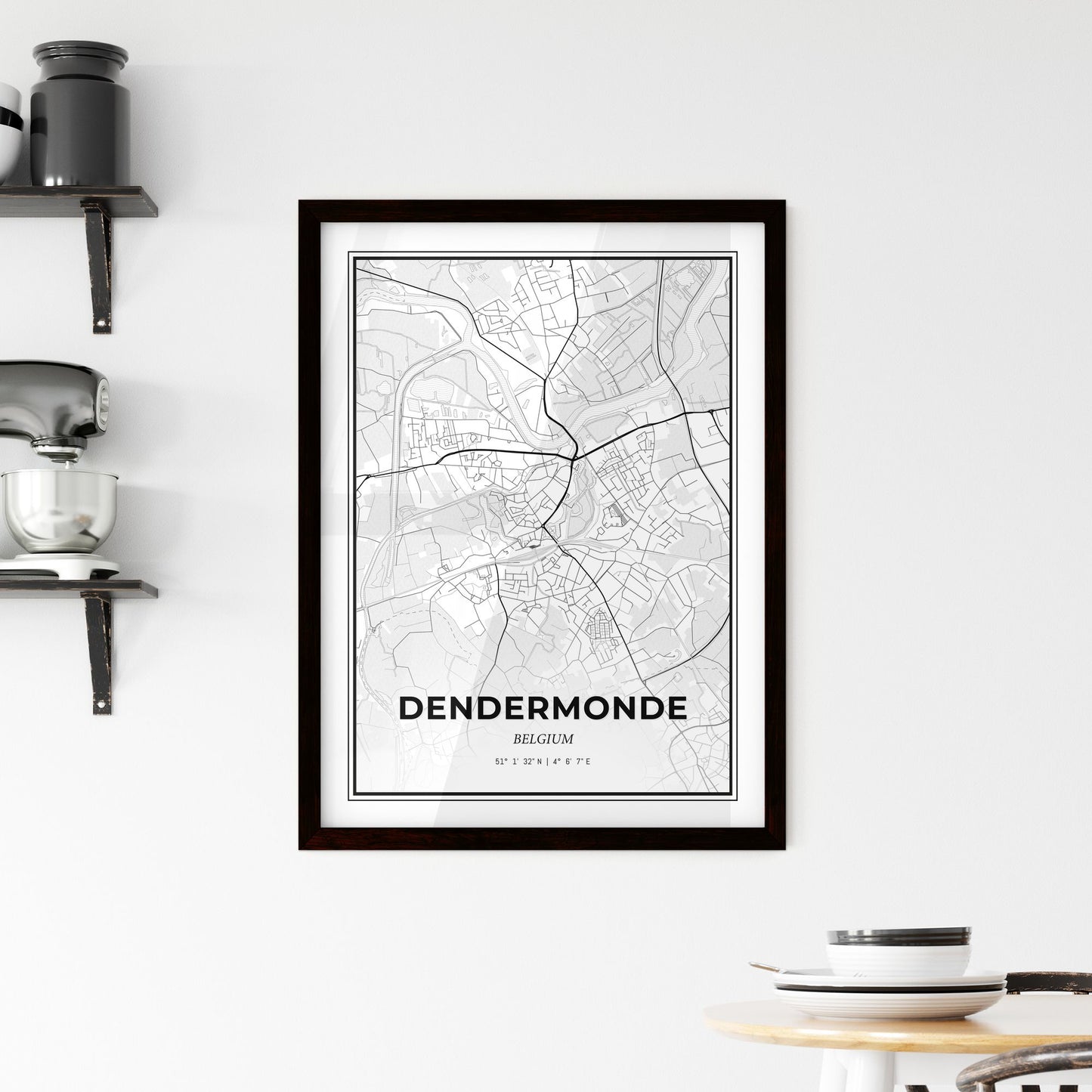 Dendermonde  Belgium - Minimal City Map