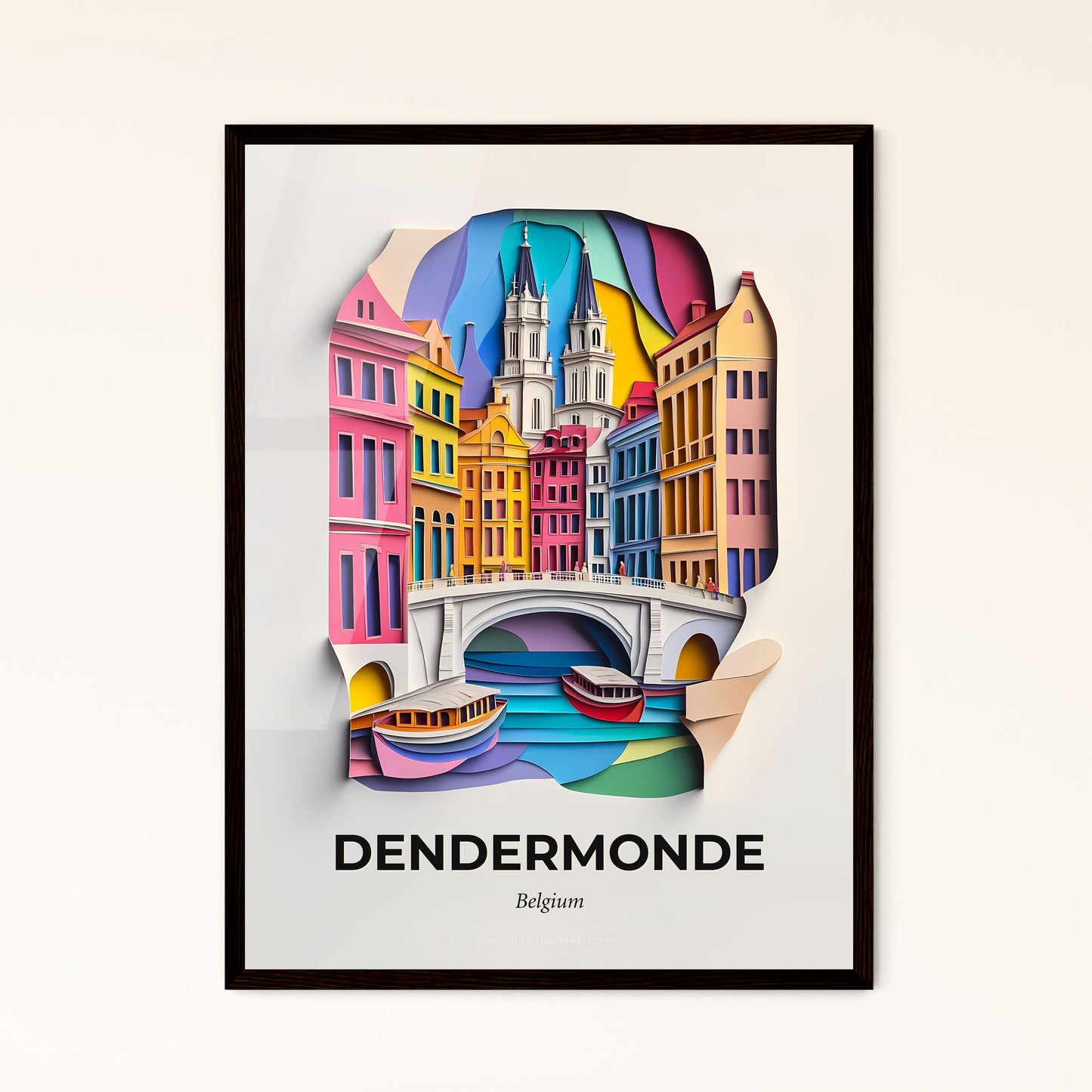 Vivid Dendermonde , Belgium - a paper cut of a city with a bridge