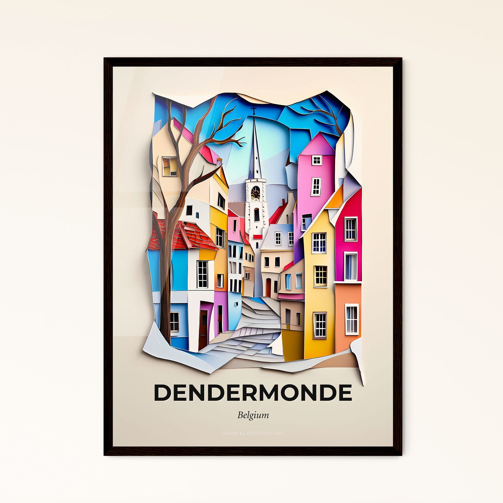 Vivid Dendermonde , Belgium - a paper cut of a city with a steeple