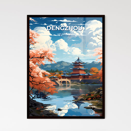 Dengzhou China Skyline Painting Pagoda Lake Vibrant Art Traditional Chinese Landscape Default Title