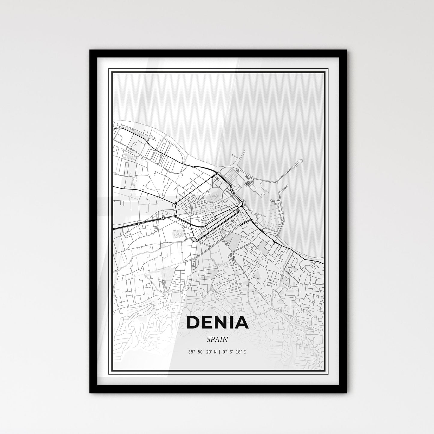 Denia Spain - Scandinavian Style City Map for Modern Home Decor