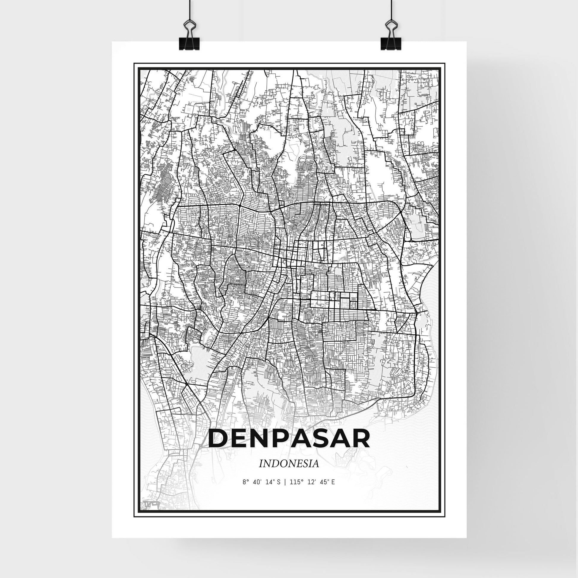 Denpasar Indonesia - Premium City Map Poster