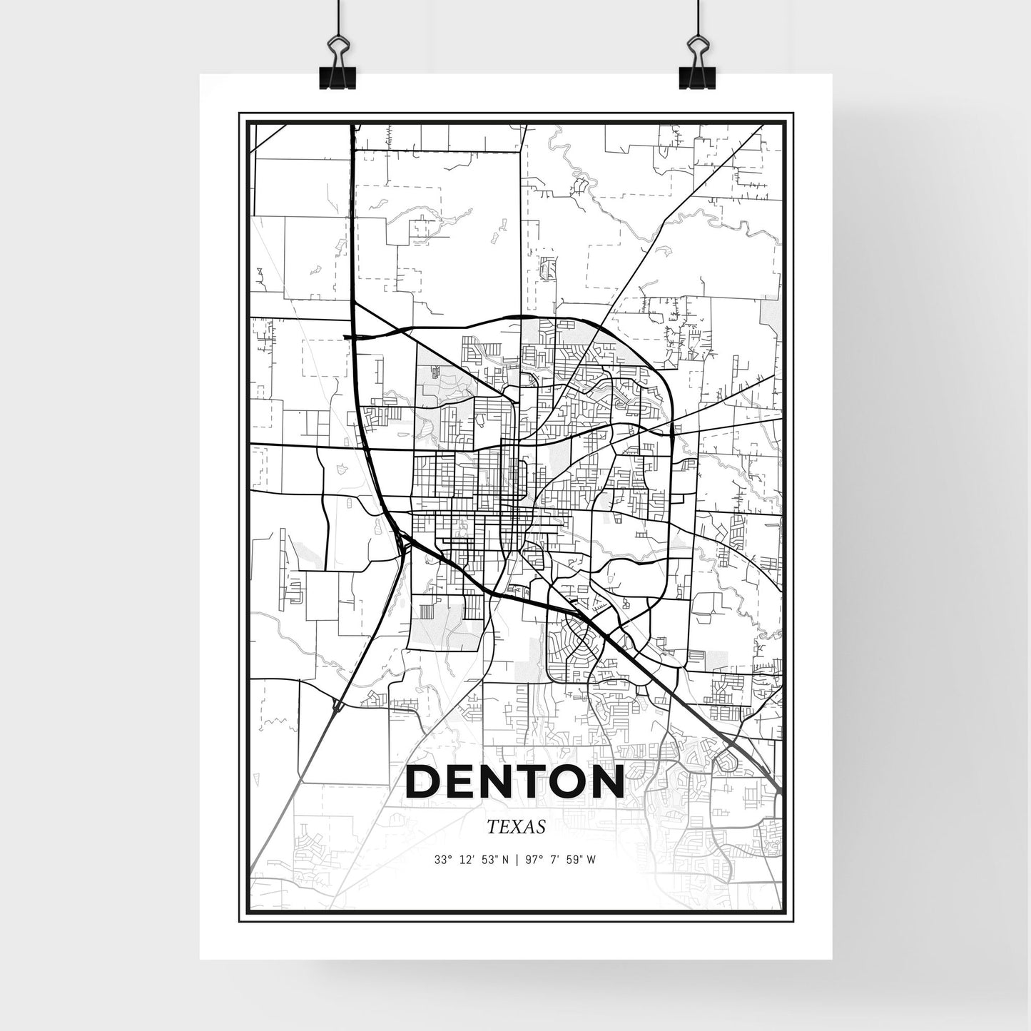 Denton Texas - Premium City Map Poster