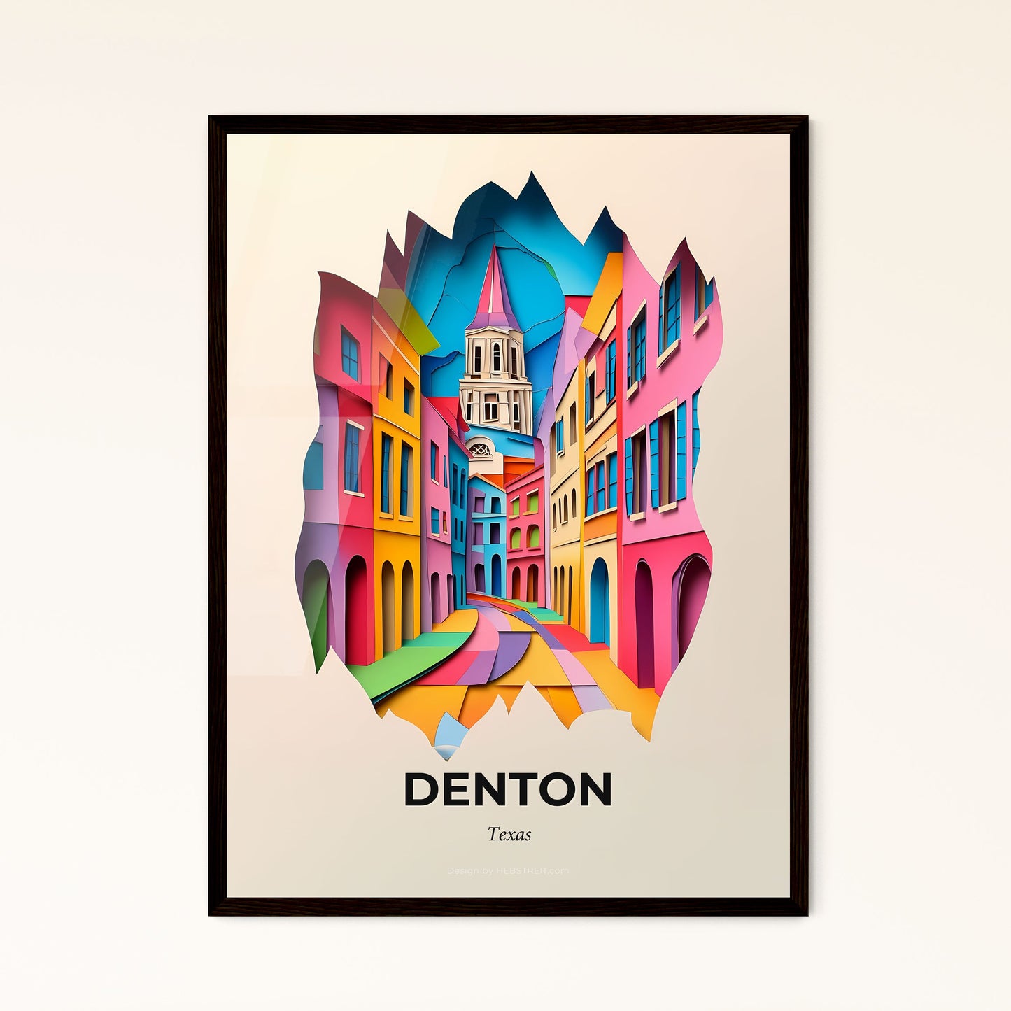 Vivid Denton, Texas - a colorful city with a clock tower in the middle