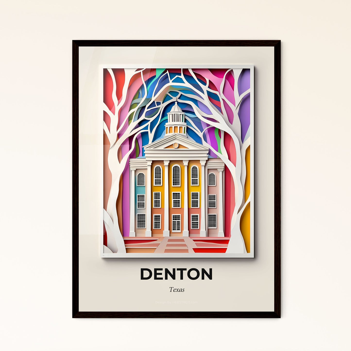 Vivid Denton, Texas - a colorful building with a clock tower in the middle of it