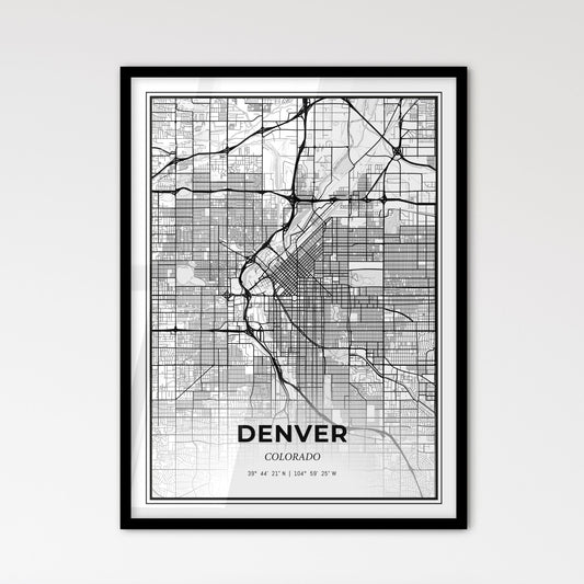 Denver Colorado - Scandinavian Style City Map for Modern Home Decor