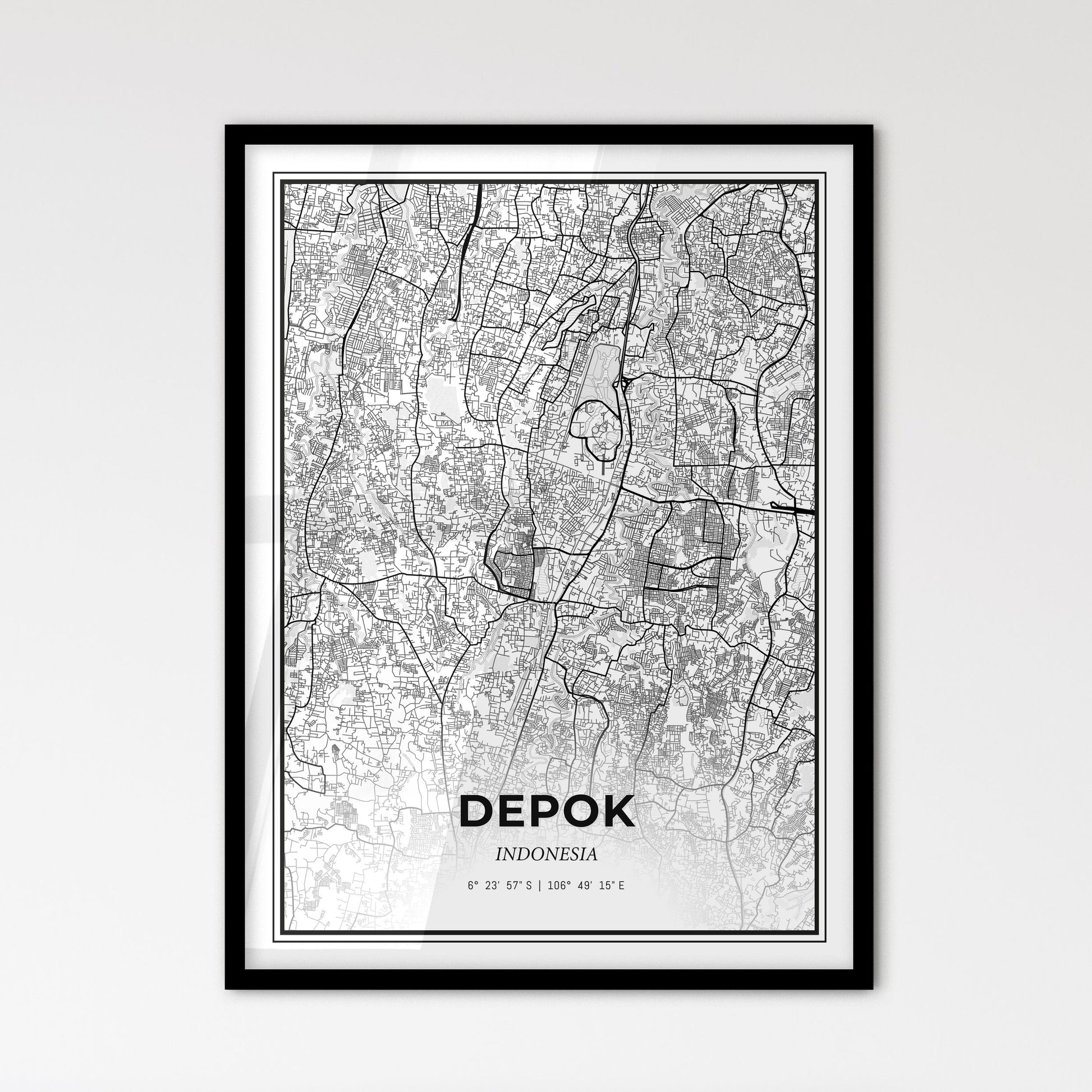 Depok Indonesia - Scandinavian Style City Map for Modern Home Decor