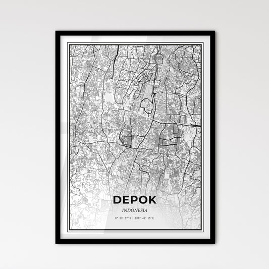 Depok Indonesia - Scandinavian Style City Map for Modern Home Decor