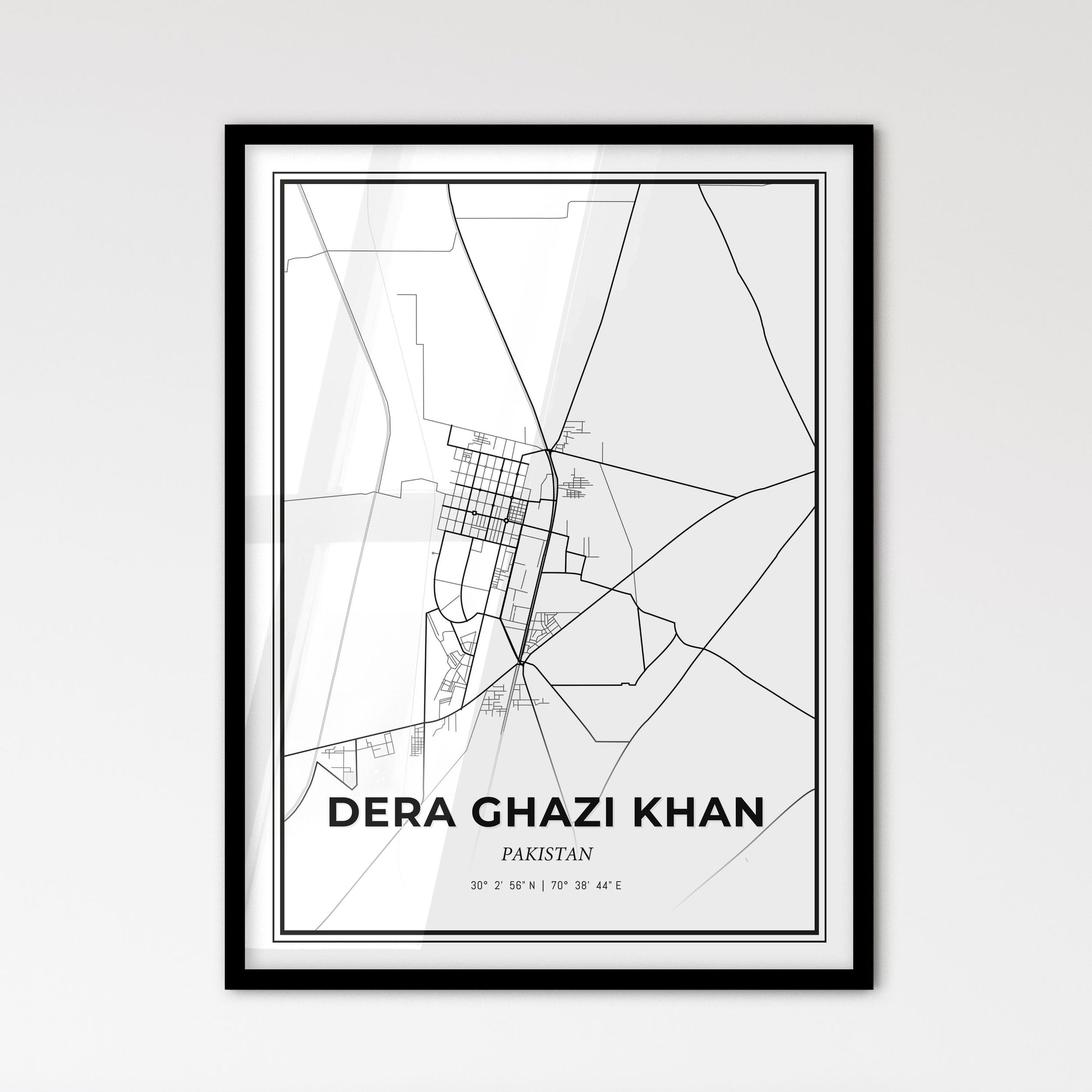 Dera Ghazi Khan Pakistan - Scandinavian Style City Map for Modern Home Decor