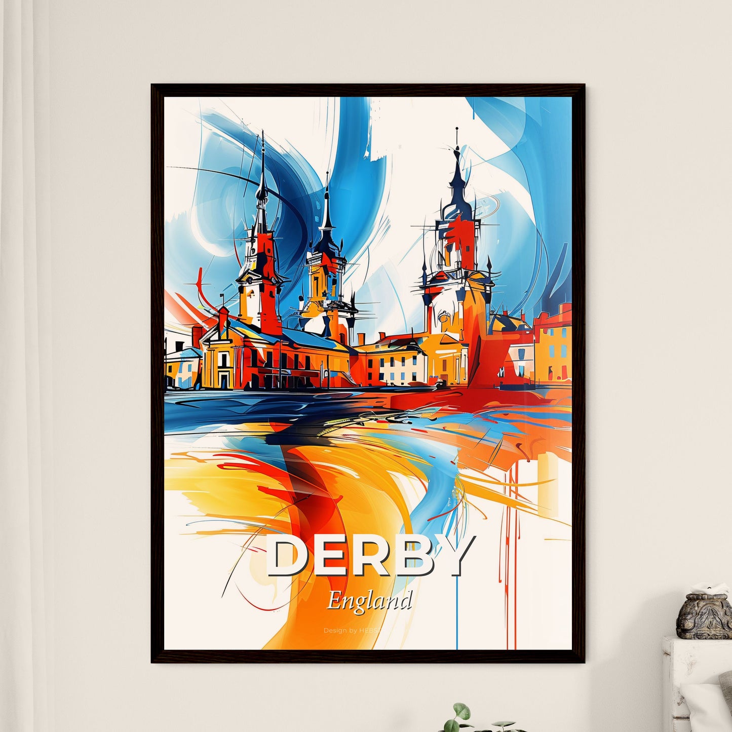 Vibrant Derby, England - A Colorful Painting Of A City