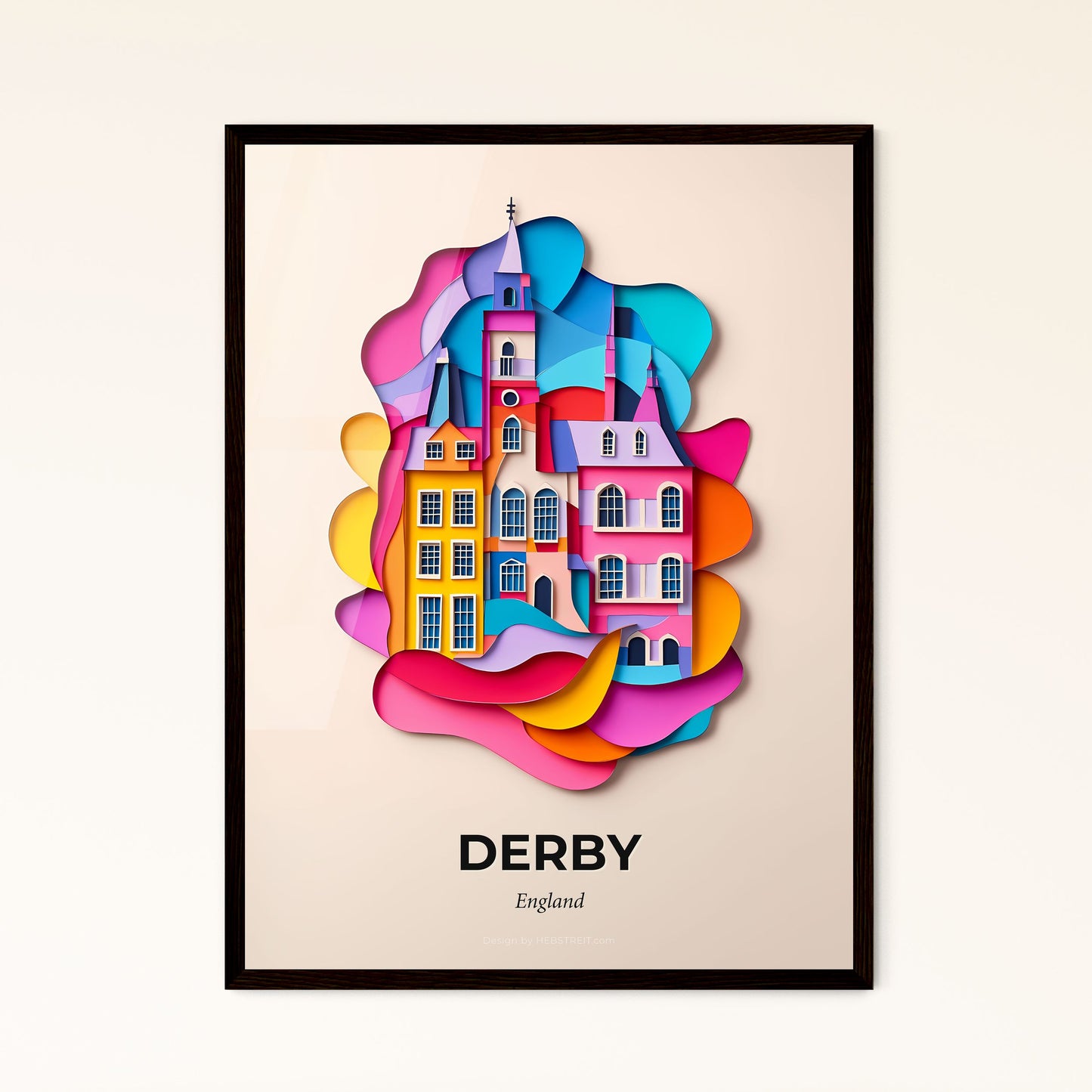 Vivid Derby, England - a colorful city with a clock tower on top of it