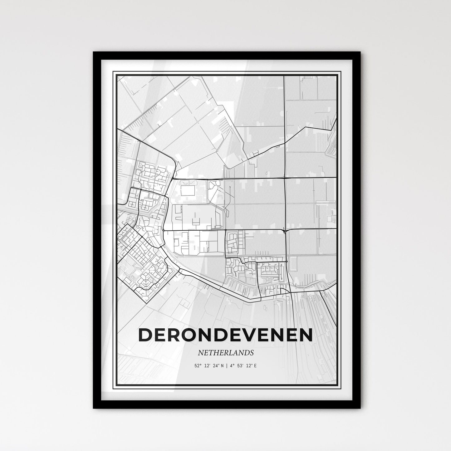  De Ronde Venen Netherlands - Scandinavian Style City Map for Modern Home Decor