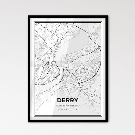 Derry Northern Ireland - Scandinavian Style City Map for Modern Home Decor