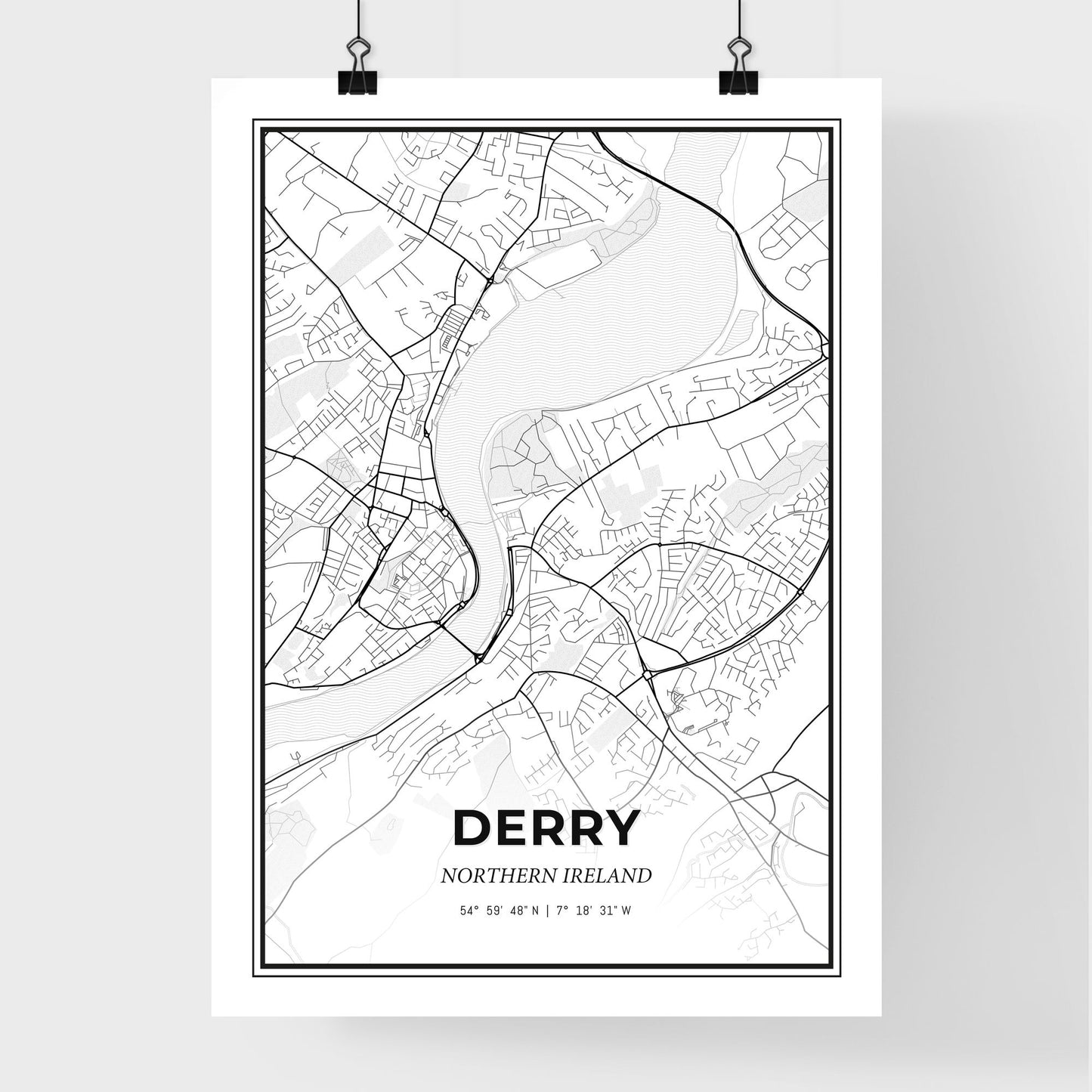 Derry Northern Ireland - Premium City Map Poster