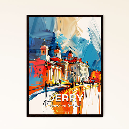 Vibrant Derry, Northern Ireland - A Painting Of A Skyline With A Colorful Building