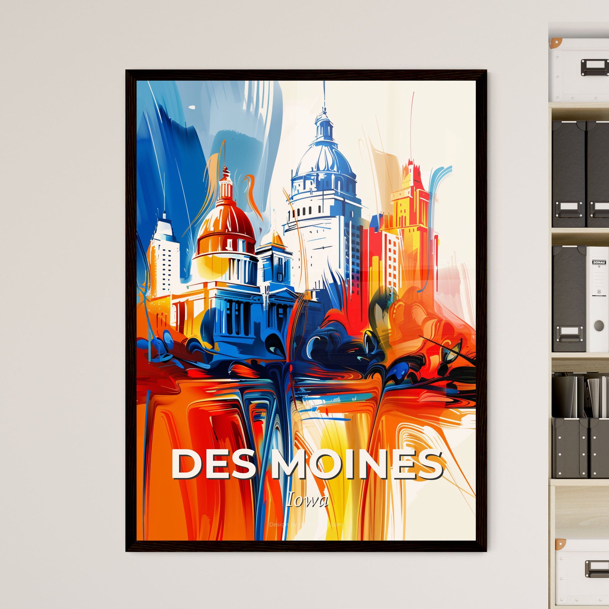 Vibrant Des Moines, Iowa - A Colorful Painting Of A City