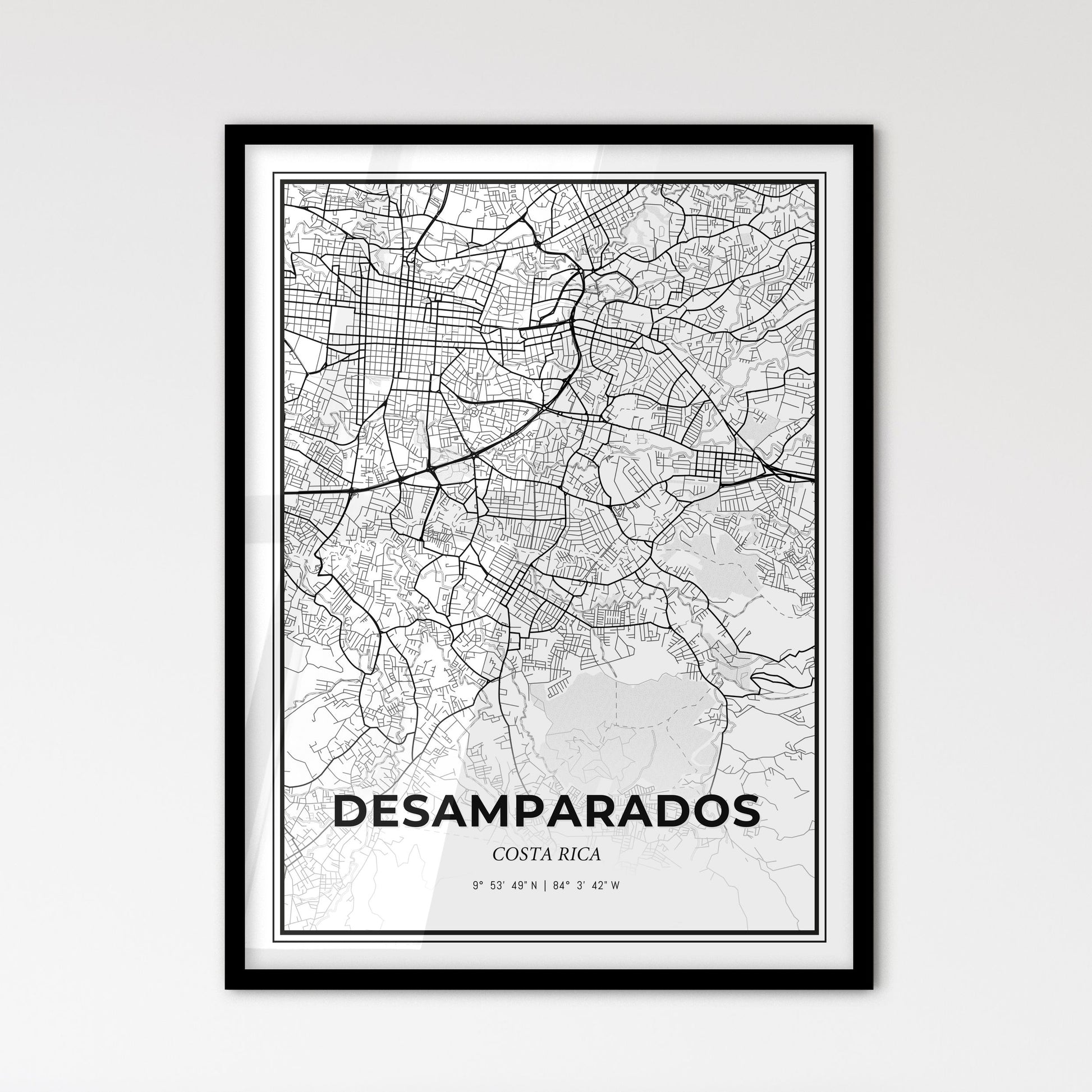 Desamparados Costa Rica - Scandinavian Style City Map for Modern Home Decor