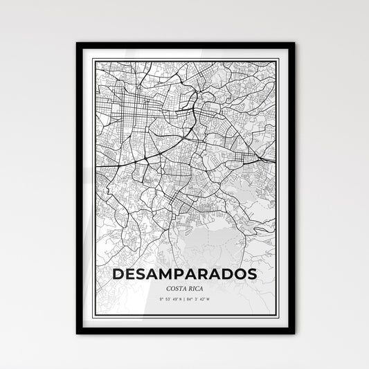 Desamparados Costa Rica - Scandinavian Style City Map for Modern Home Decor