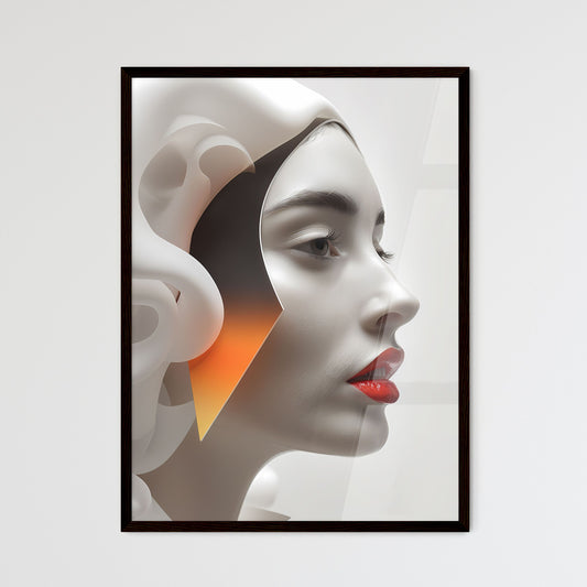 Minimalistic Painting. Woman with Red Lipstick and White Hair. Art Print Wall Decor Default Title