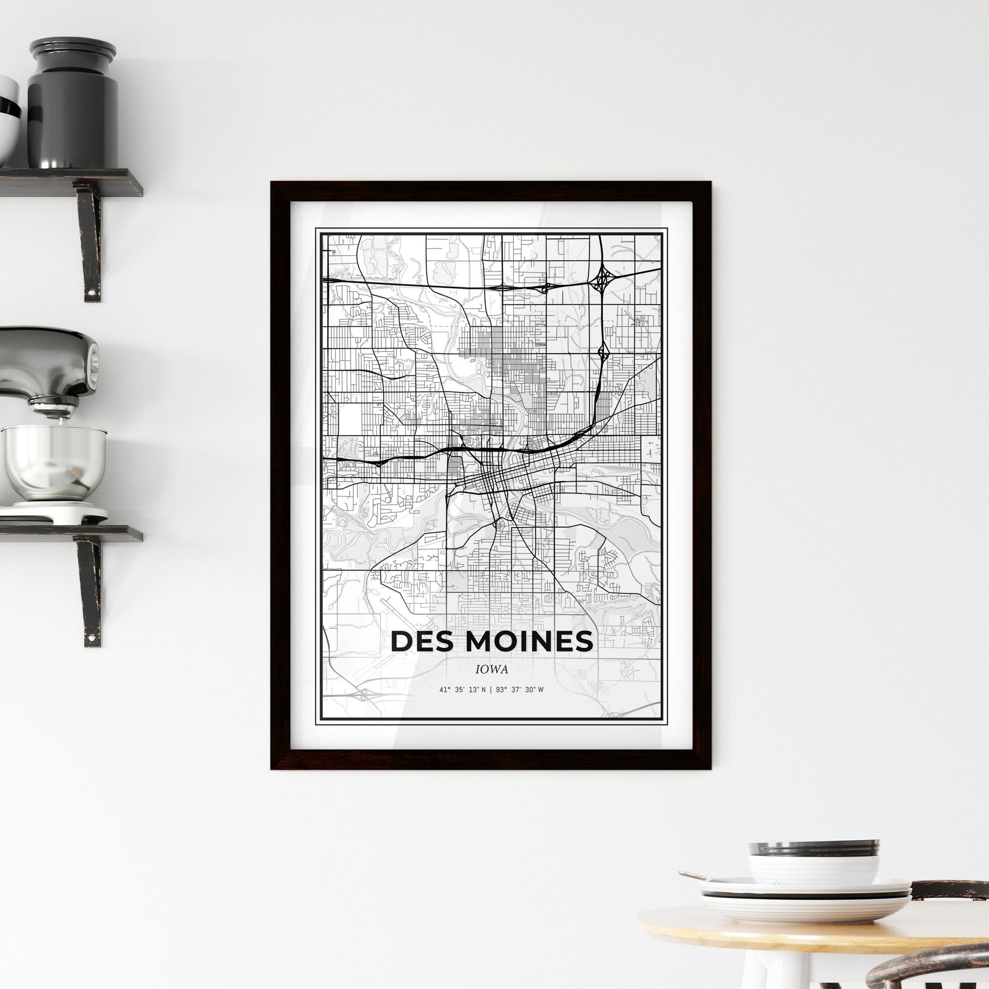 Des Moines Iowa - Minimal City Map