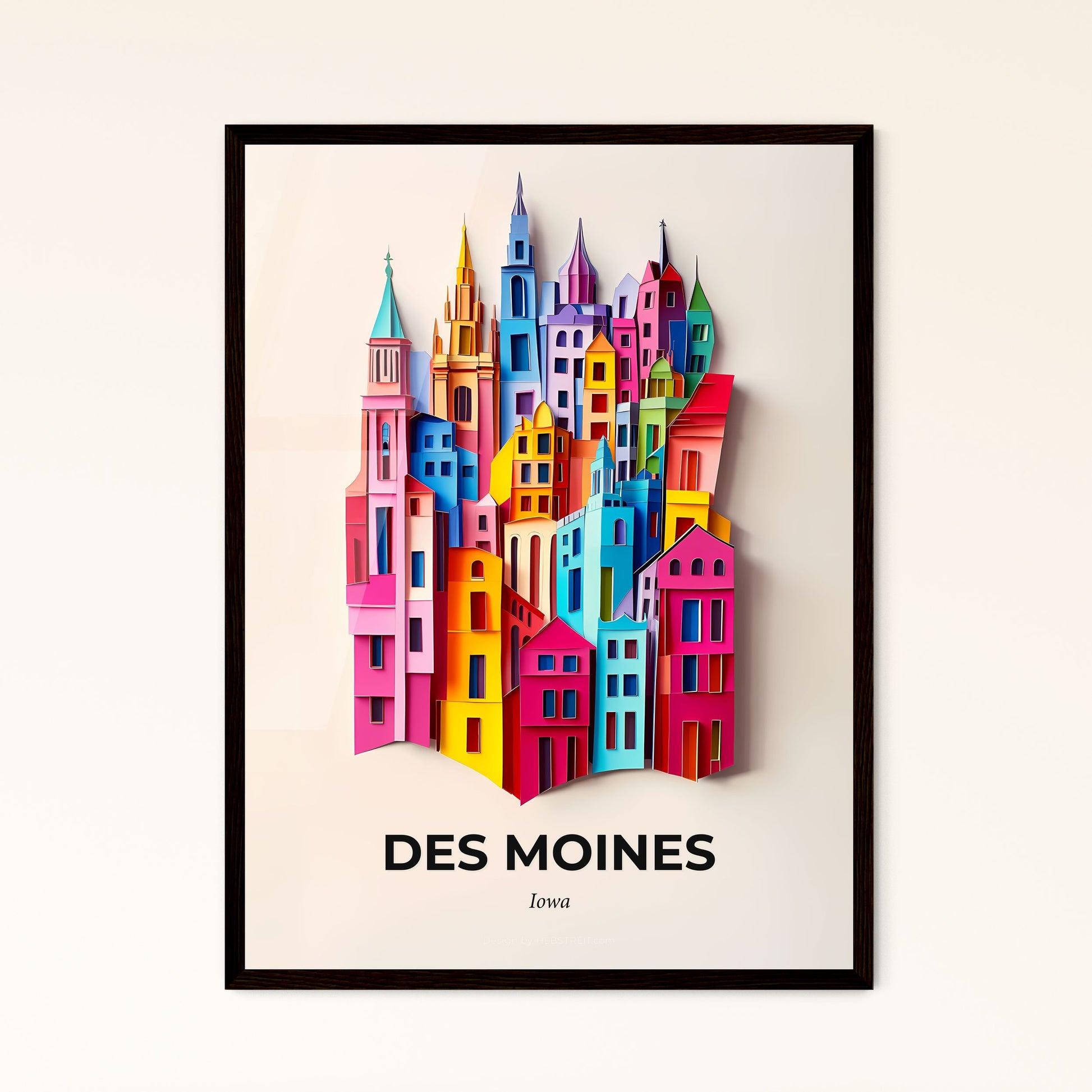 Vivid Des Moines, Iowa - a colorful city with a clock on the top of it