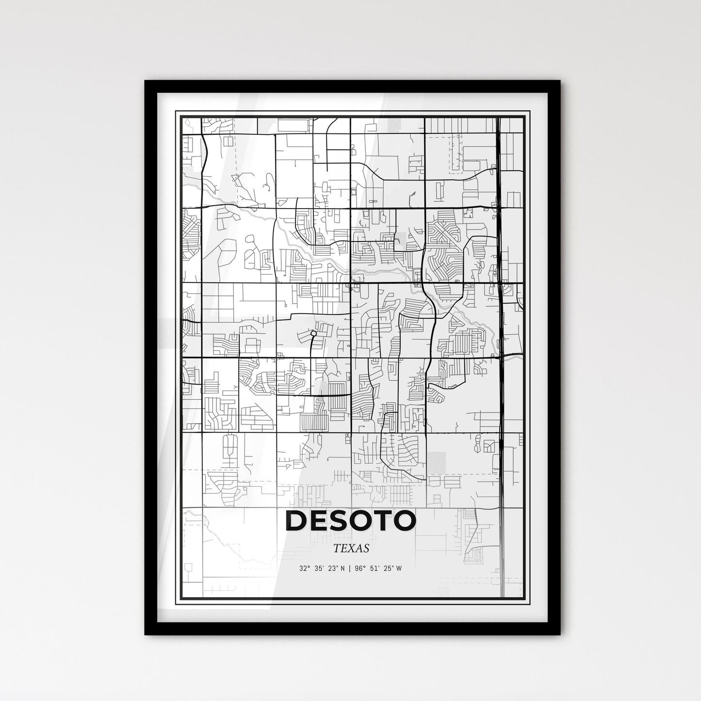 DeSoto Texas - Scandinavian Style City Map for Modern Home Decor