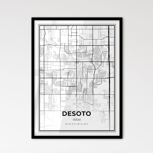 DeSoto Texas - Scandinavian Style City Map for Modern Home Decor