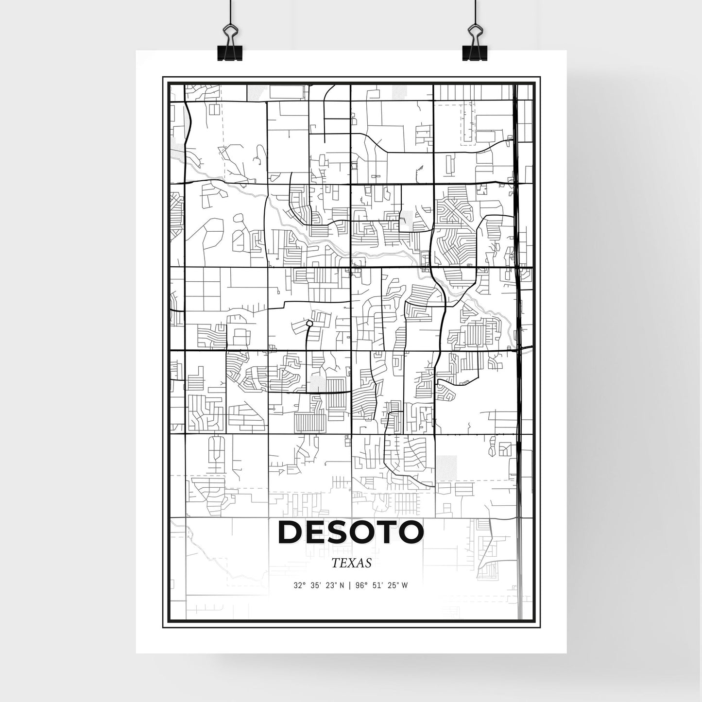 DeSoto Texas - Premium City Map Poster