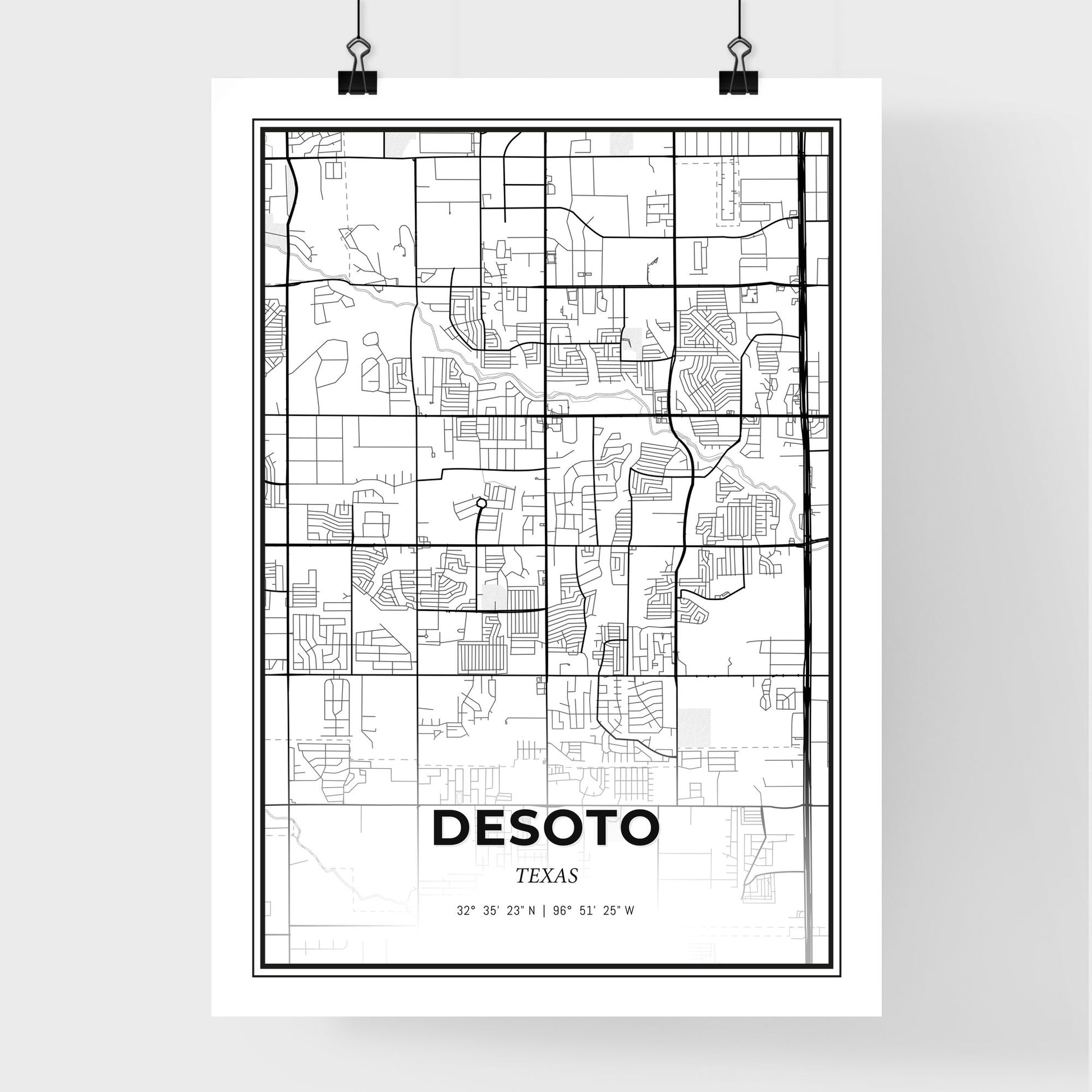 DeSoto Texas - Premium City Map Poster