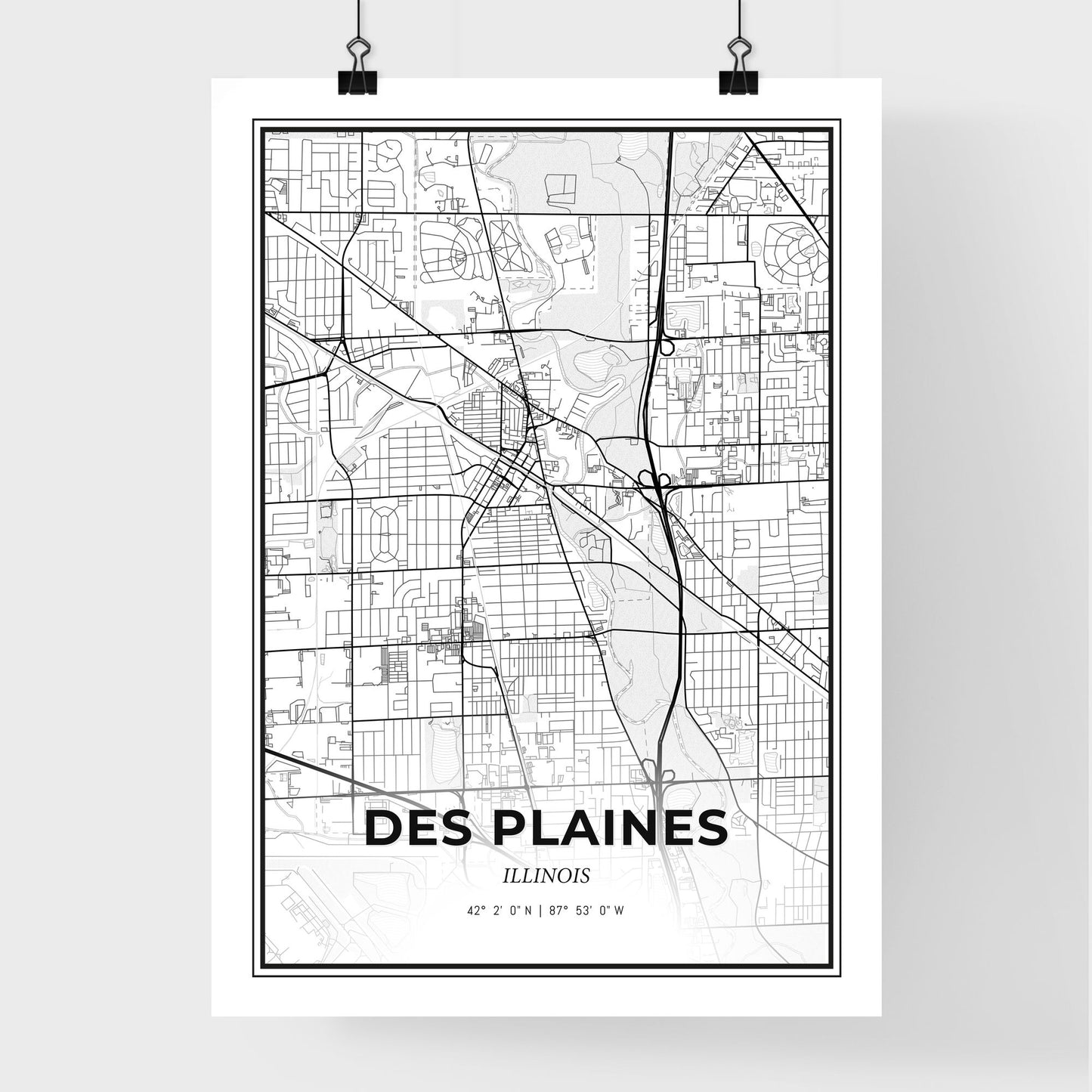 Des Plaines Illinois - Premium City Map Poster